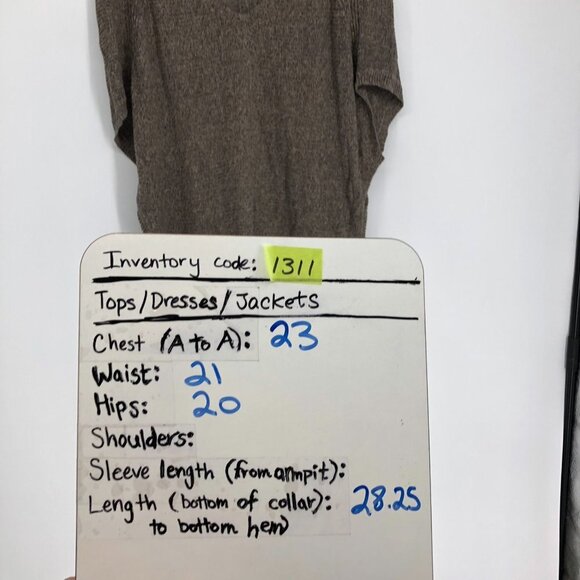 Eileen Fisher Brown Linen Knit Short Dolman Sleeve Top Sweater Relaxed  fit L - Picture 12 of 13